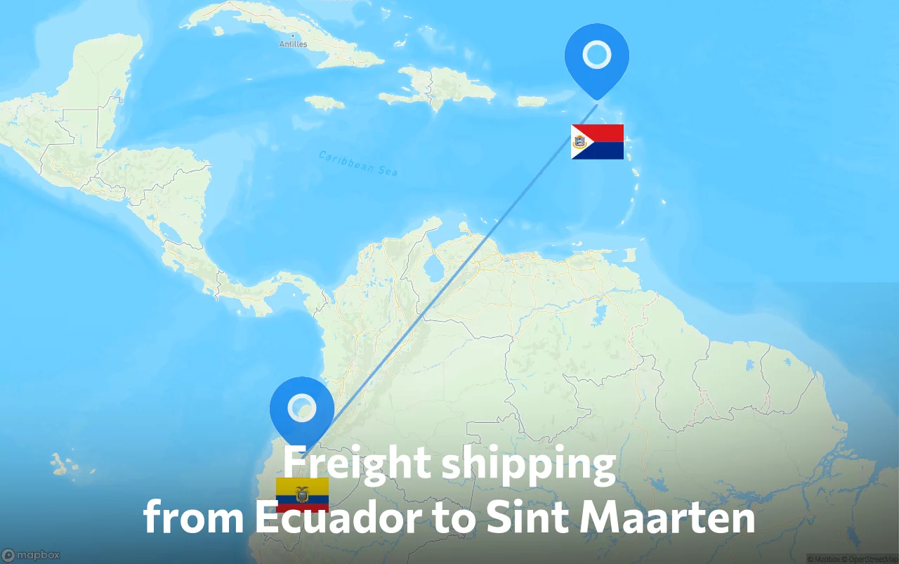Shipping route from Ecuador to Sint Maarten
