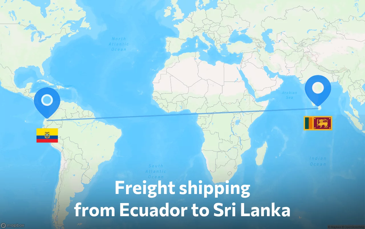 Shipping route from Ecuador to Sri Lanka