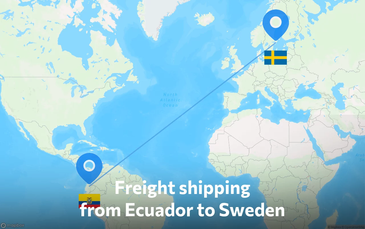Shipping route from Ecuador to Sweden