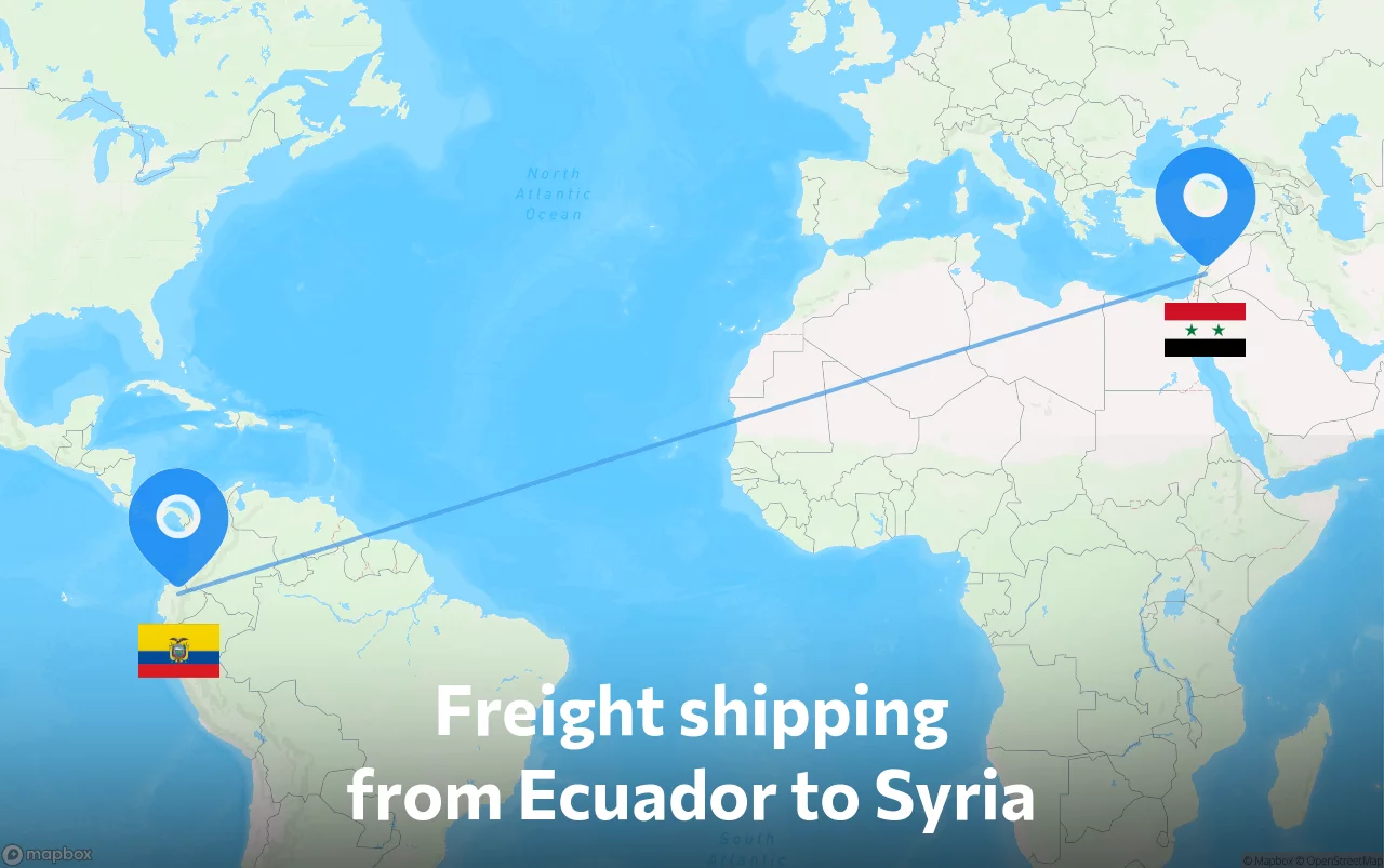 Shipping route from Ecuador to Syria