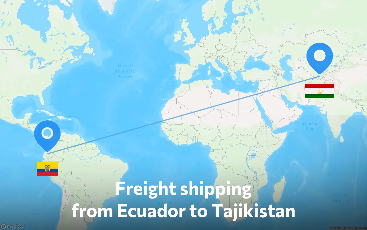Shipping route from Ecuador to Tajikistan