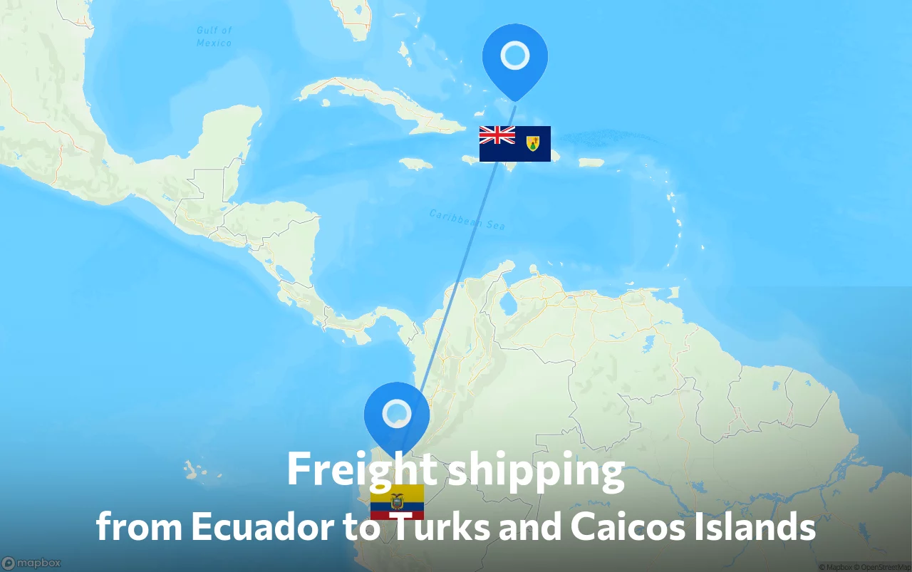 Shipping route from Ecuador to Turks and Caicos Islands