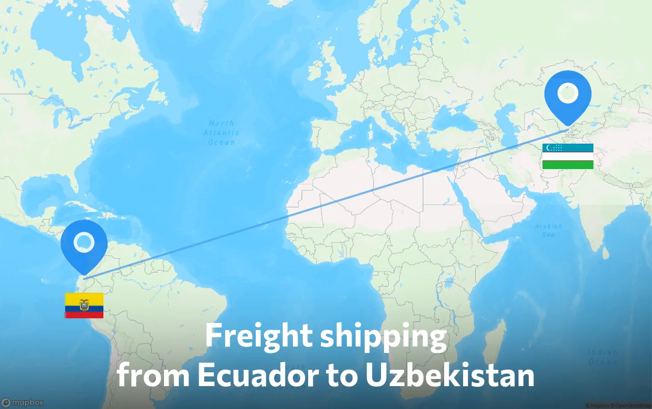 Shipping route from Ecuador to Uzbekistan
