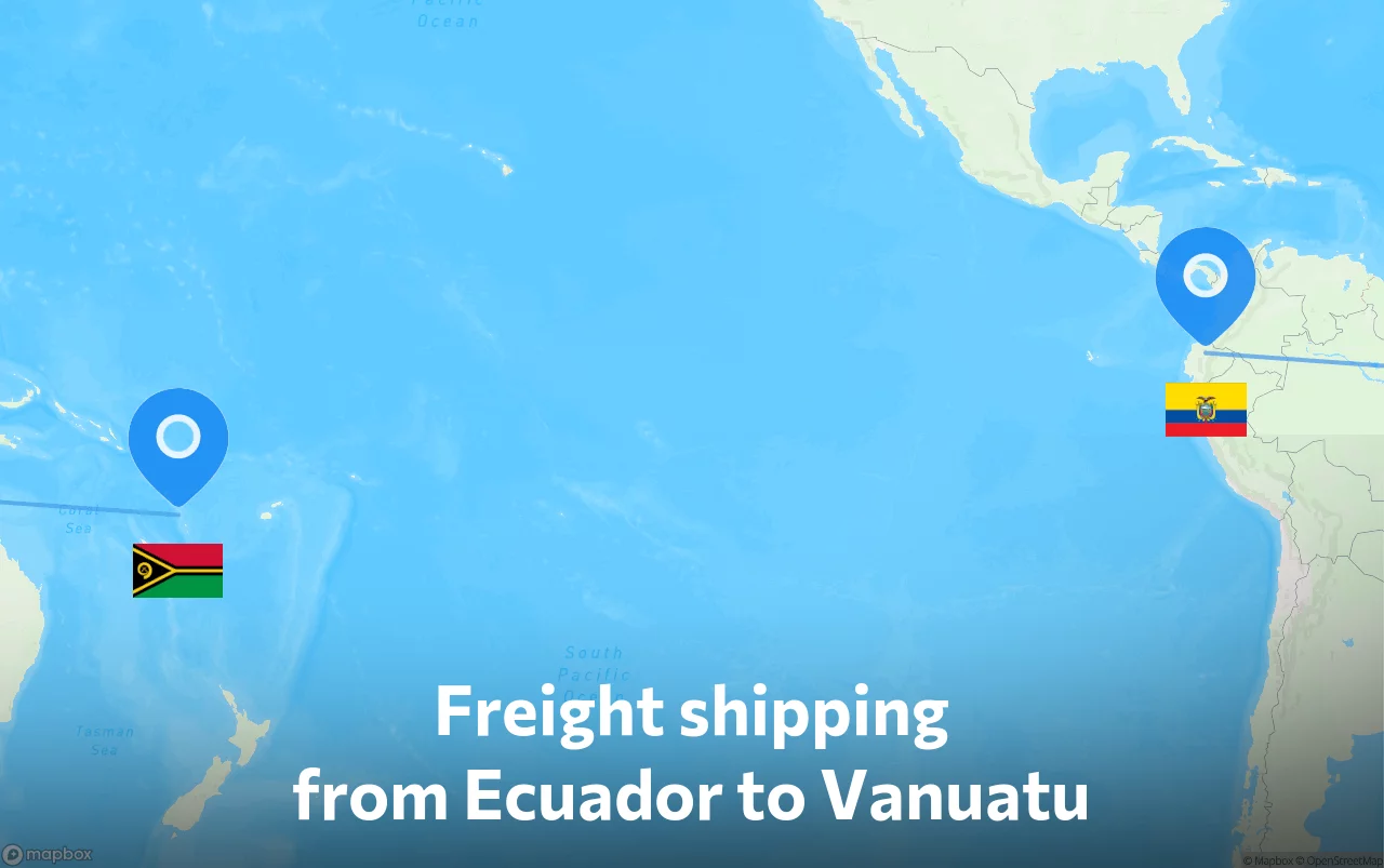 Shipping route from Ecuador to Vanuatu