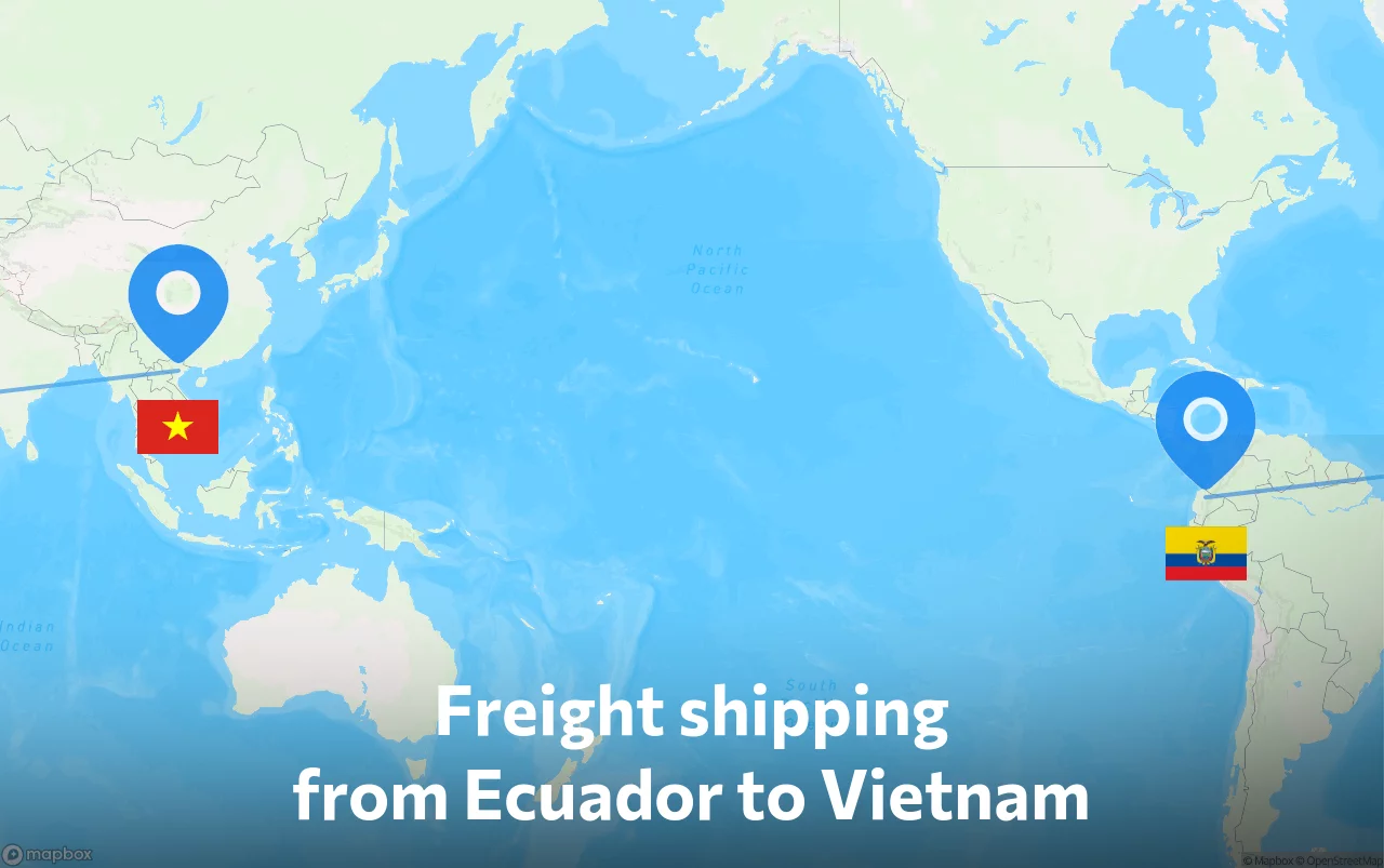 Shipping route from Ecuador to Vietnam