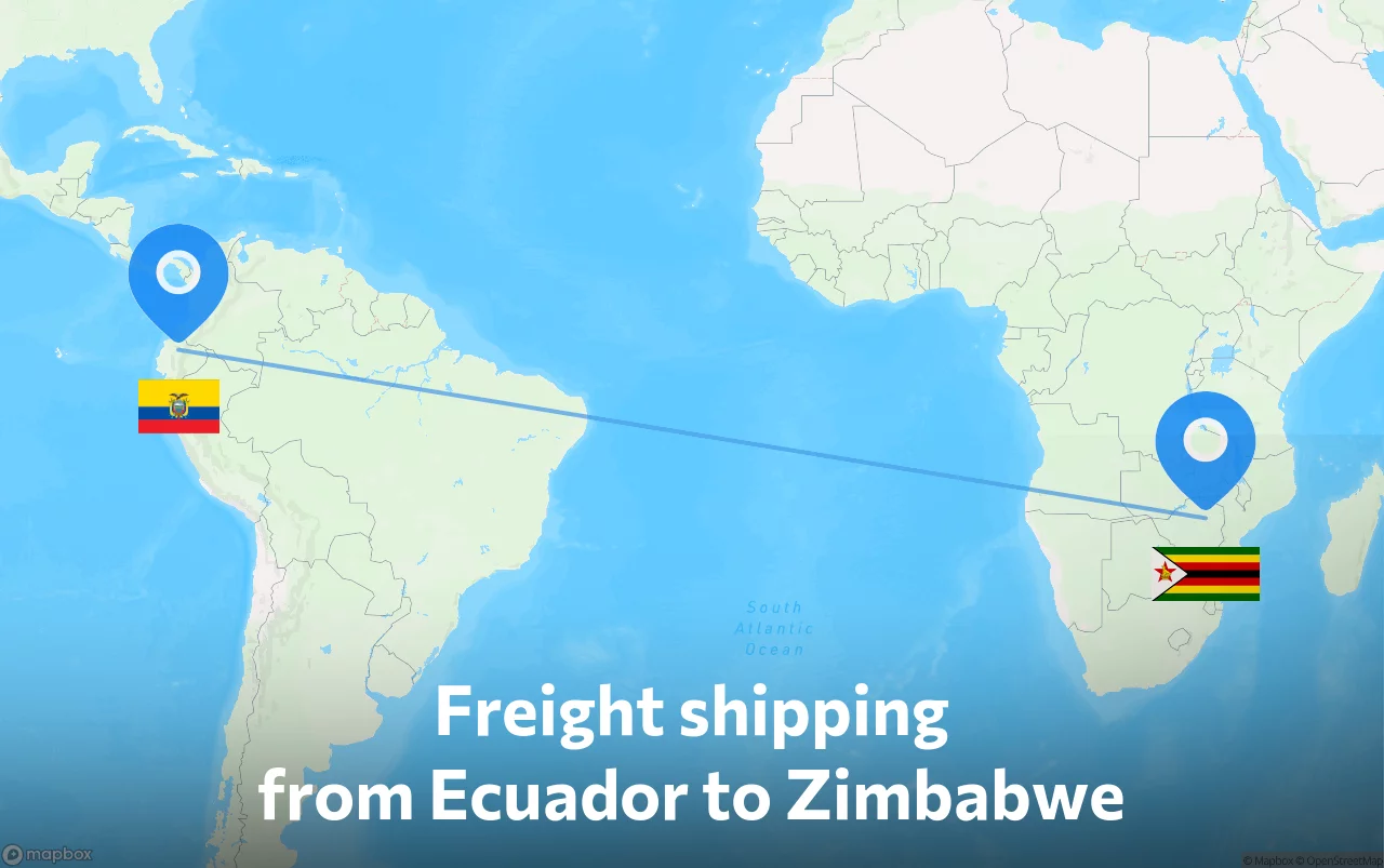 Shipping route from Ecuador to Zimbabwe