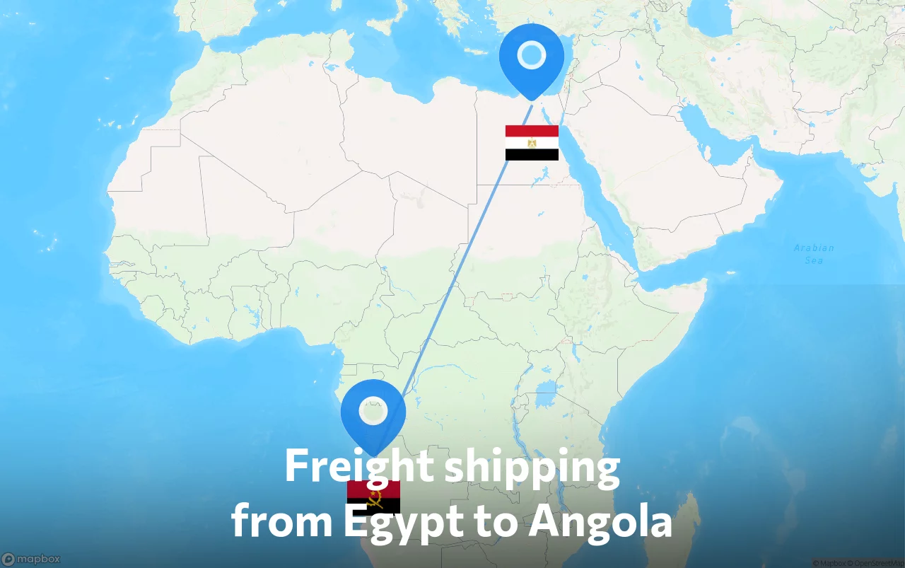 Shipping route from Egypt to Angola