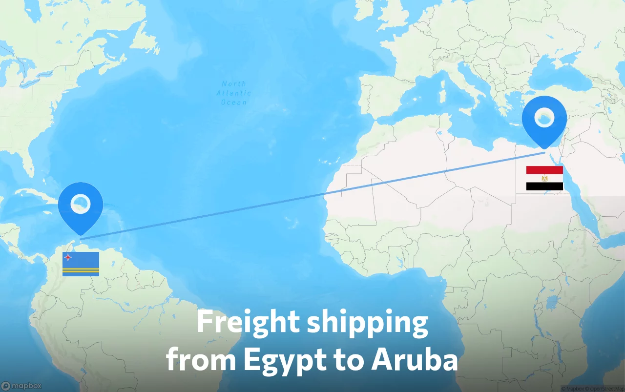 Shipping route from Egypt to Aruba