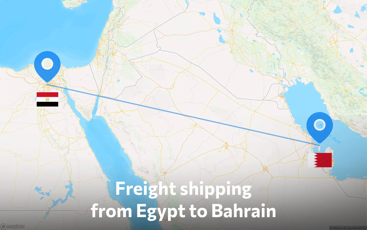 Shipping route from Egypt to Bahrain