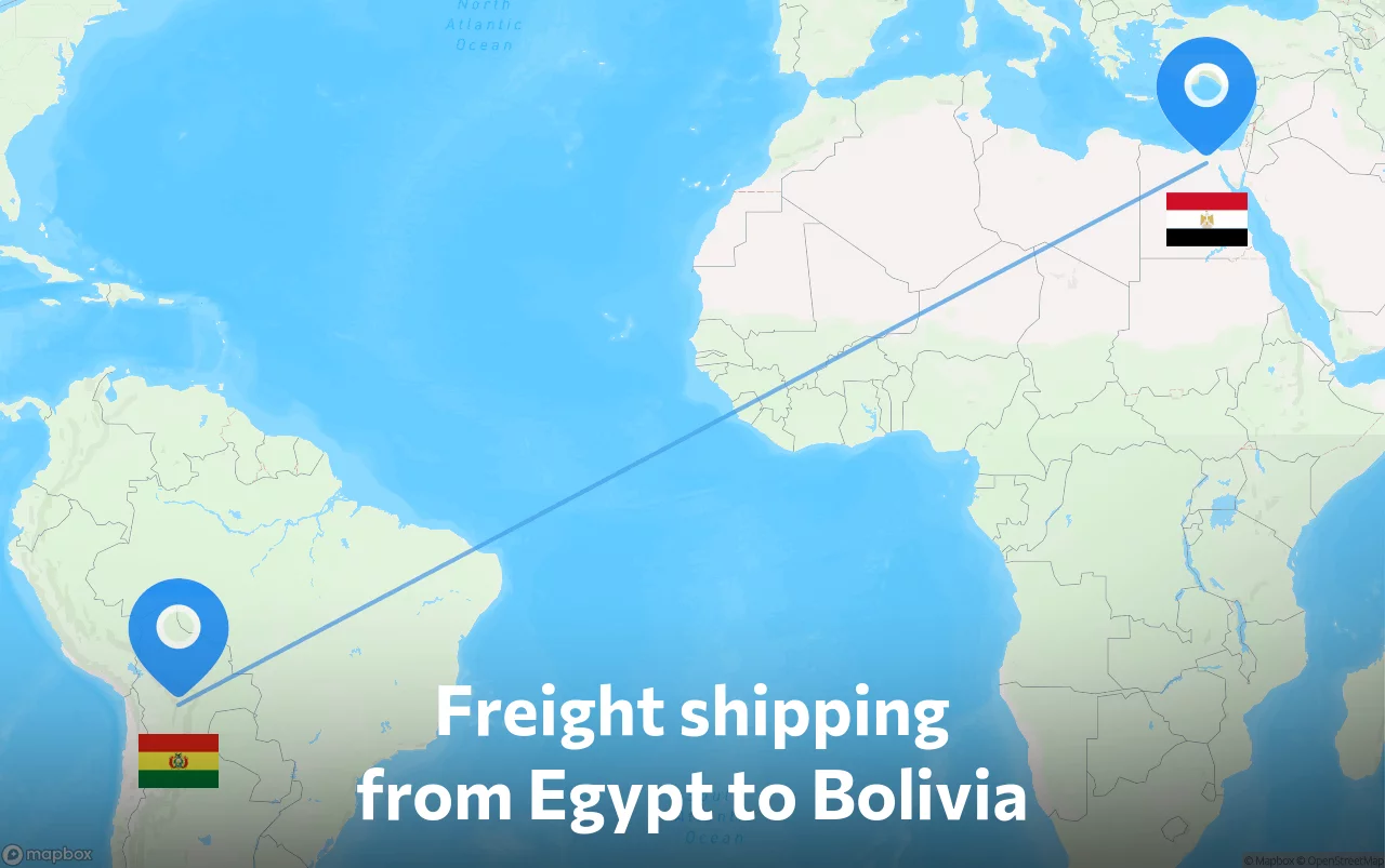 Shipping route from Egypt to Bolivia