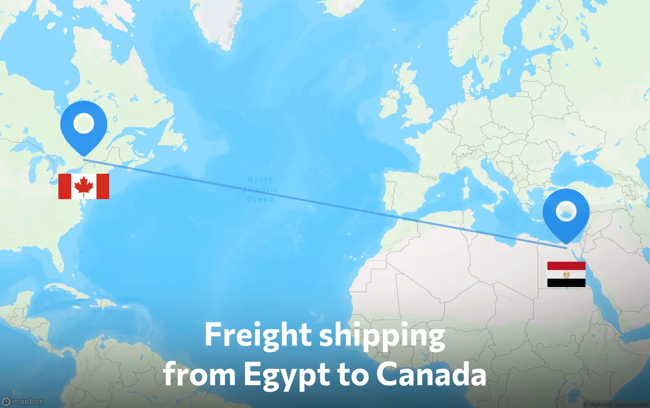 Shipping route from Egypt to Canada