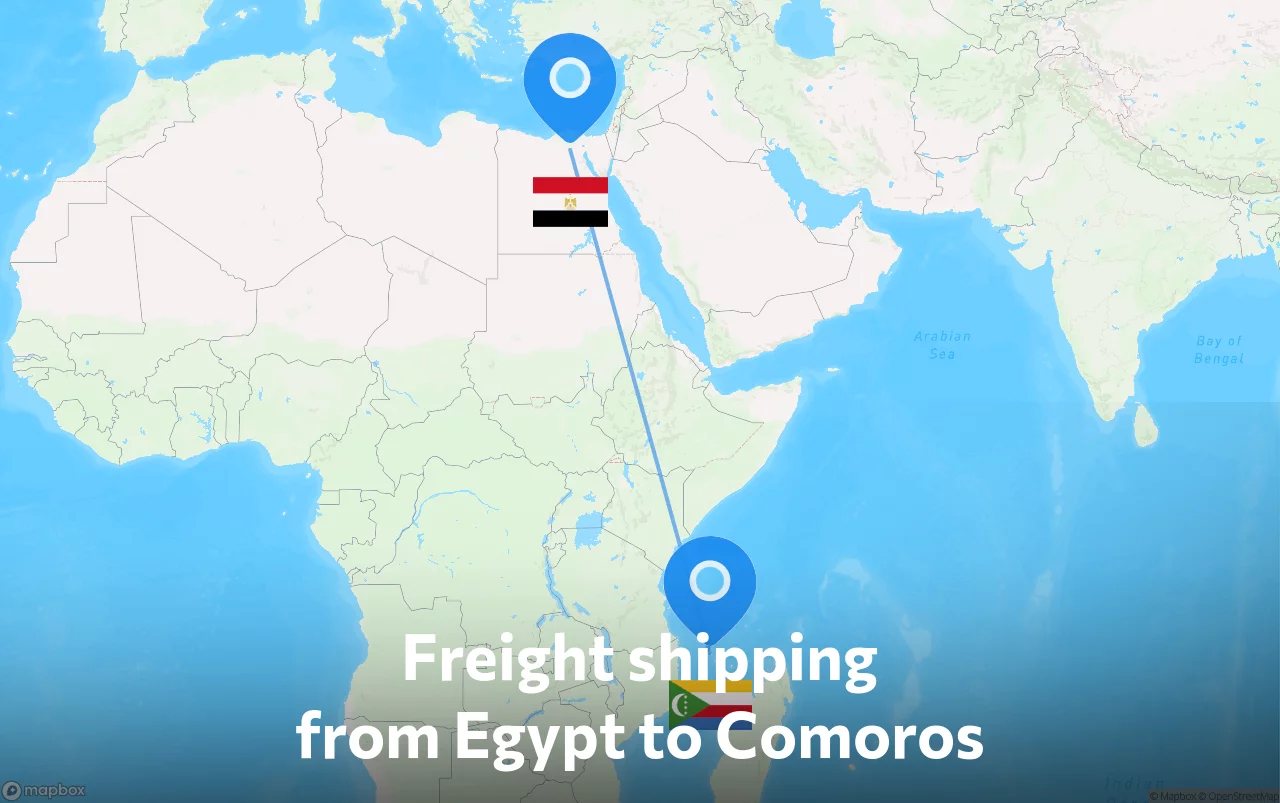 Shipping route from Egypt to Comoros