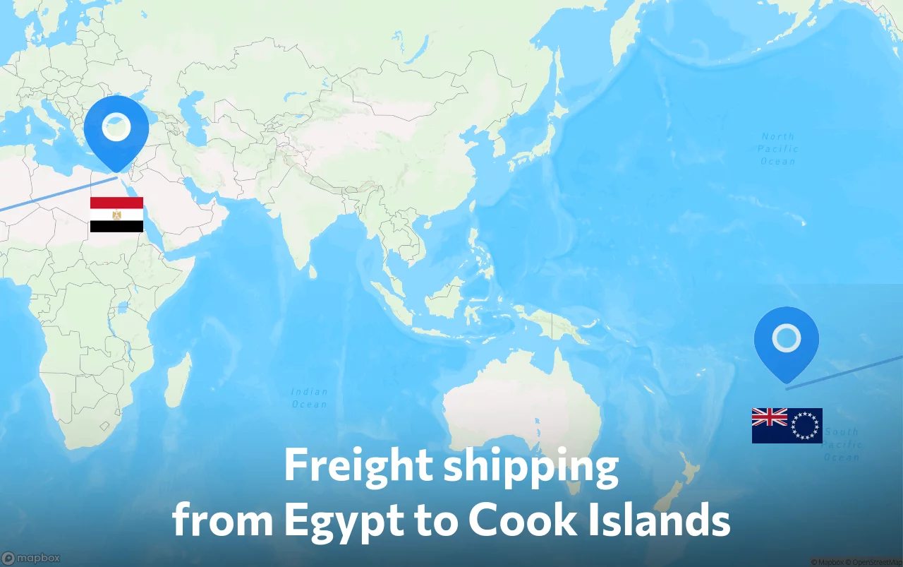 Shipping route from Egypt to Cook Islands