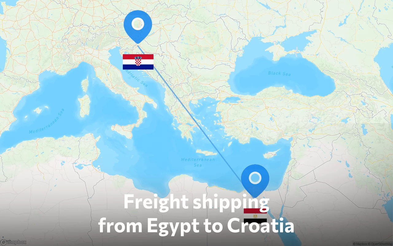 Shipping route from Egypt to Croatia
