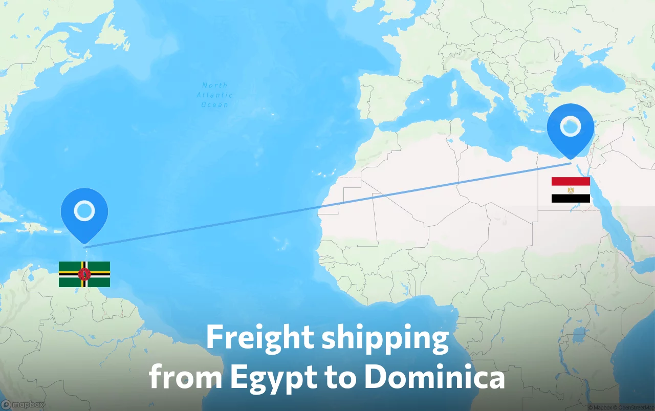 Shipping route from Egypt to Dominica