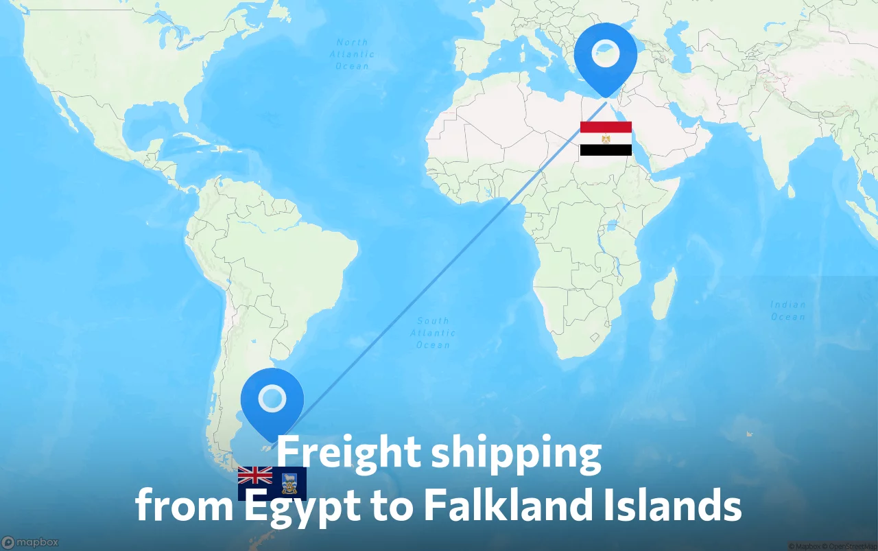 Shipping route from Egypt to Falkland Islands