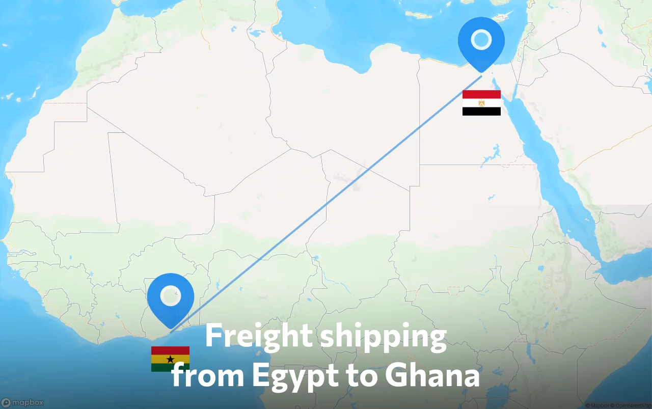 Shipping route from Egypt to Ghana
