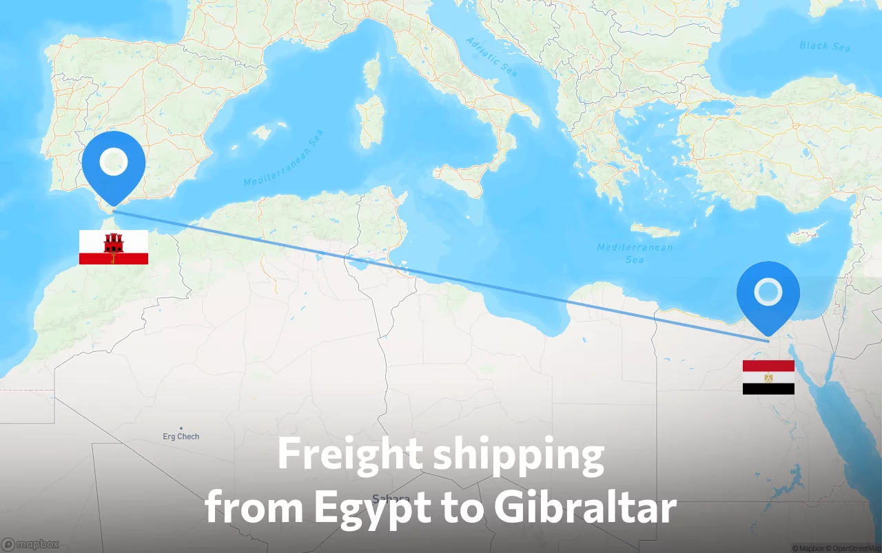 Shipping route from Egypt to Gibraltar