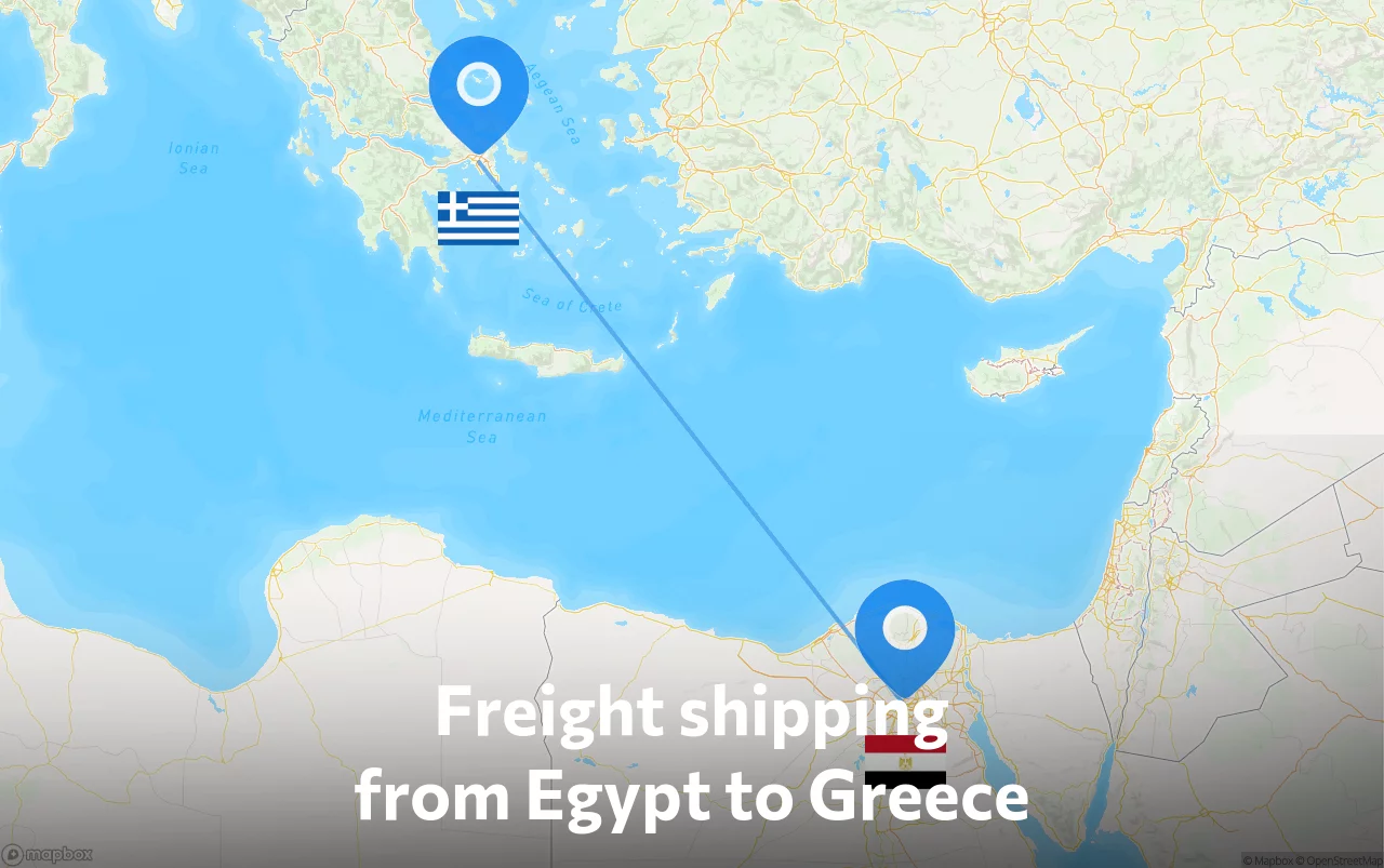 Shipping route from Egypt to Greece