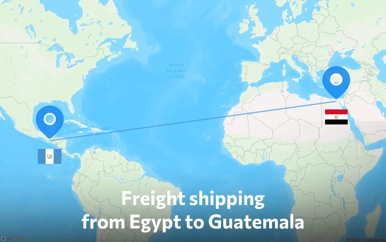 Shipping route from Egypt to Guatemala