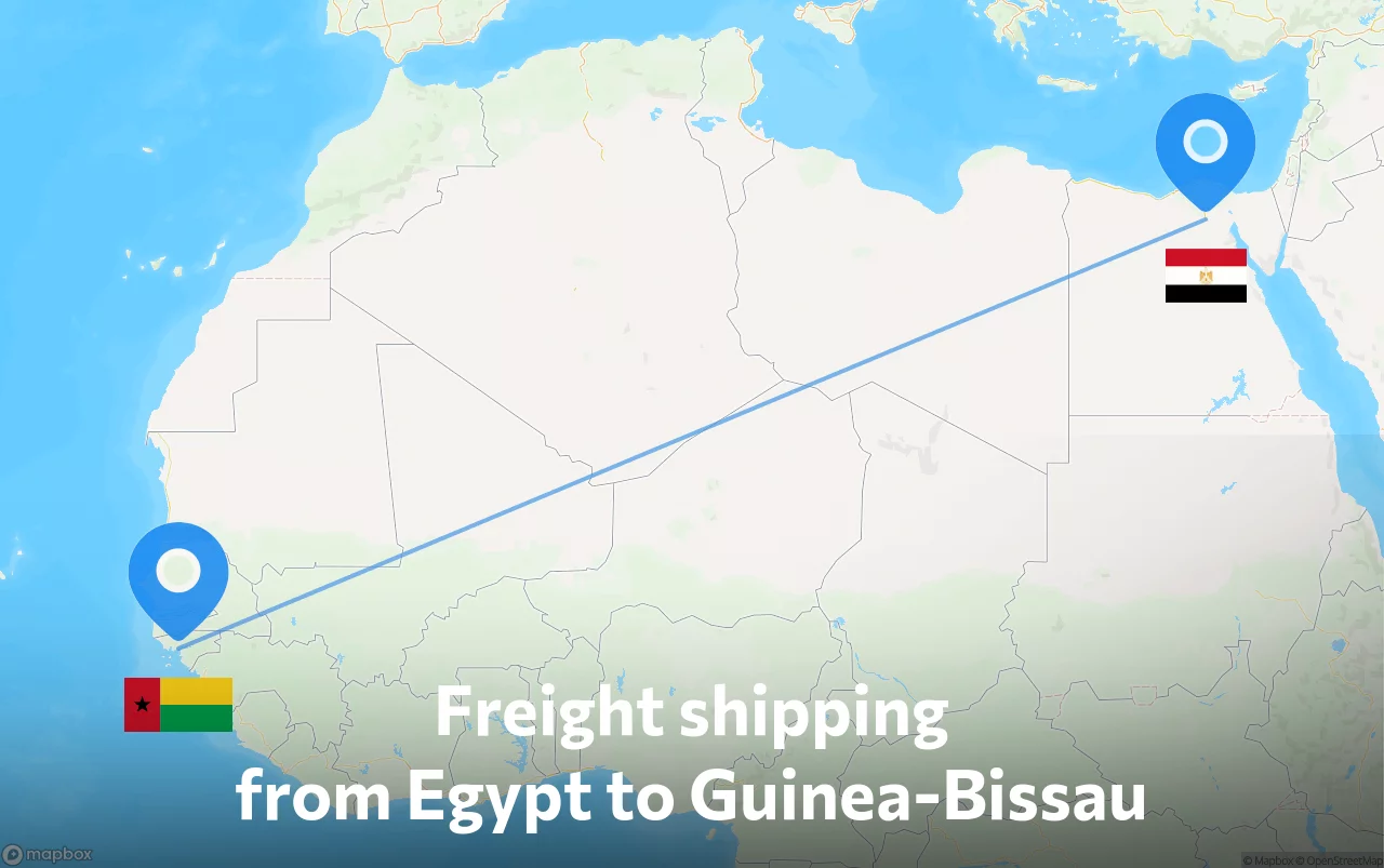 Shipping route from Egypt to Guinea-Bissau