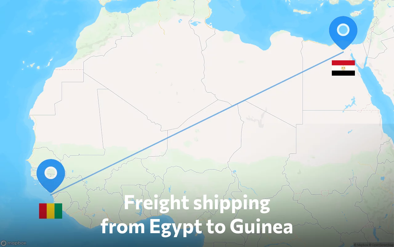 Shipping route from Egypt to Guinea