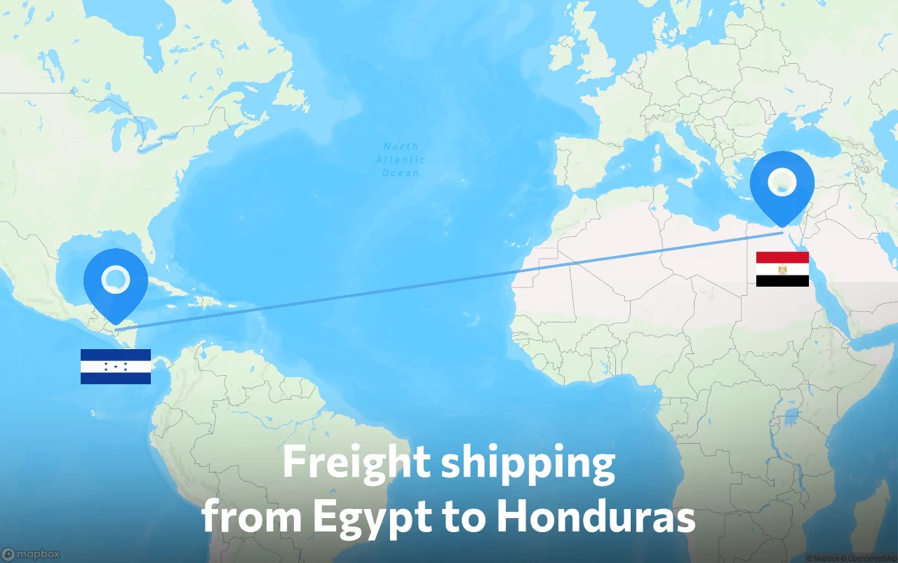 Shipping route from Egypt to Honduras