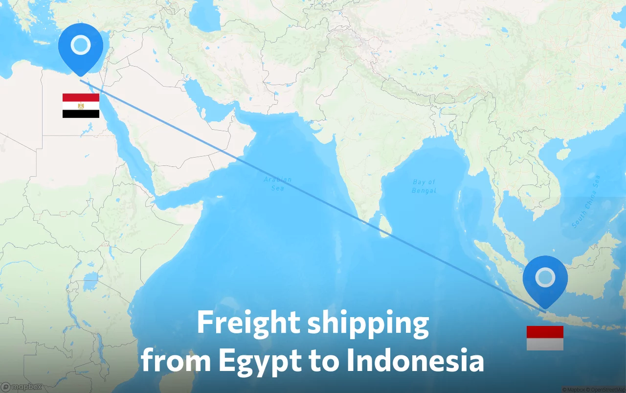 Shipping route from Egypt to Indonesia