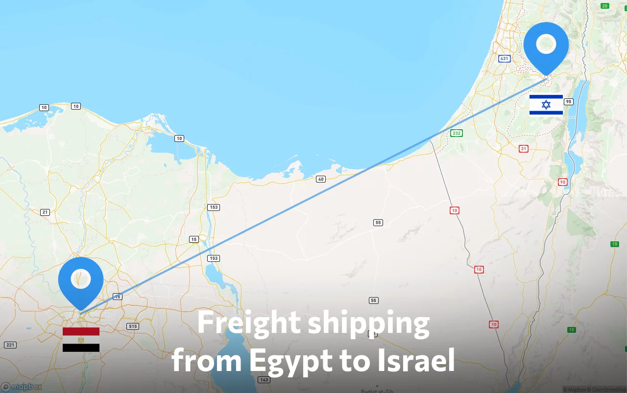 Shipping route from Egypt to Israel