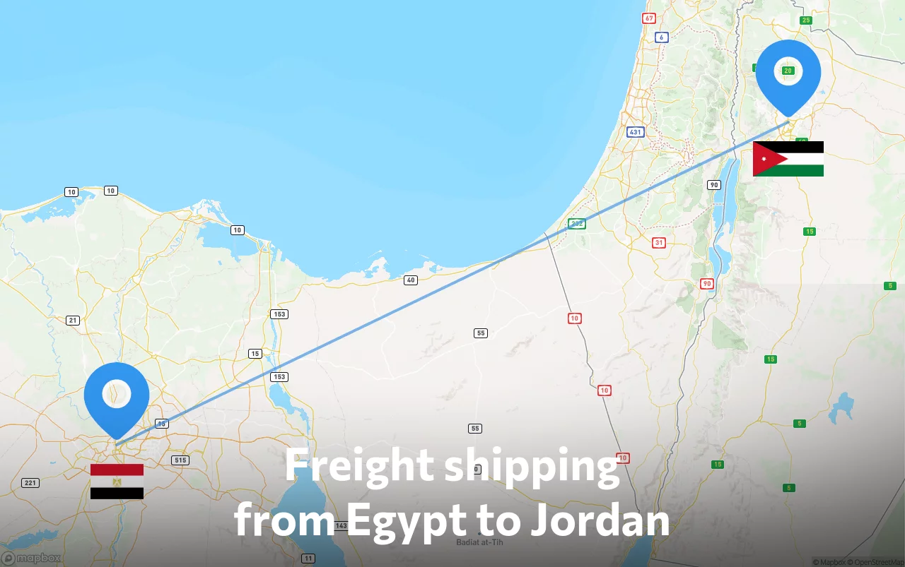 Shipping route from Egypt to Jordan