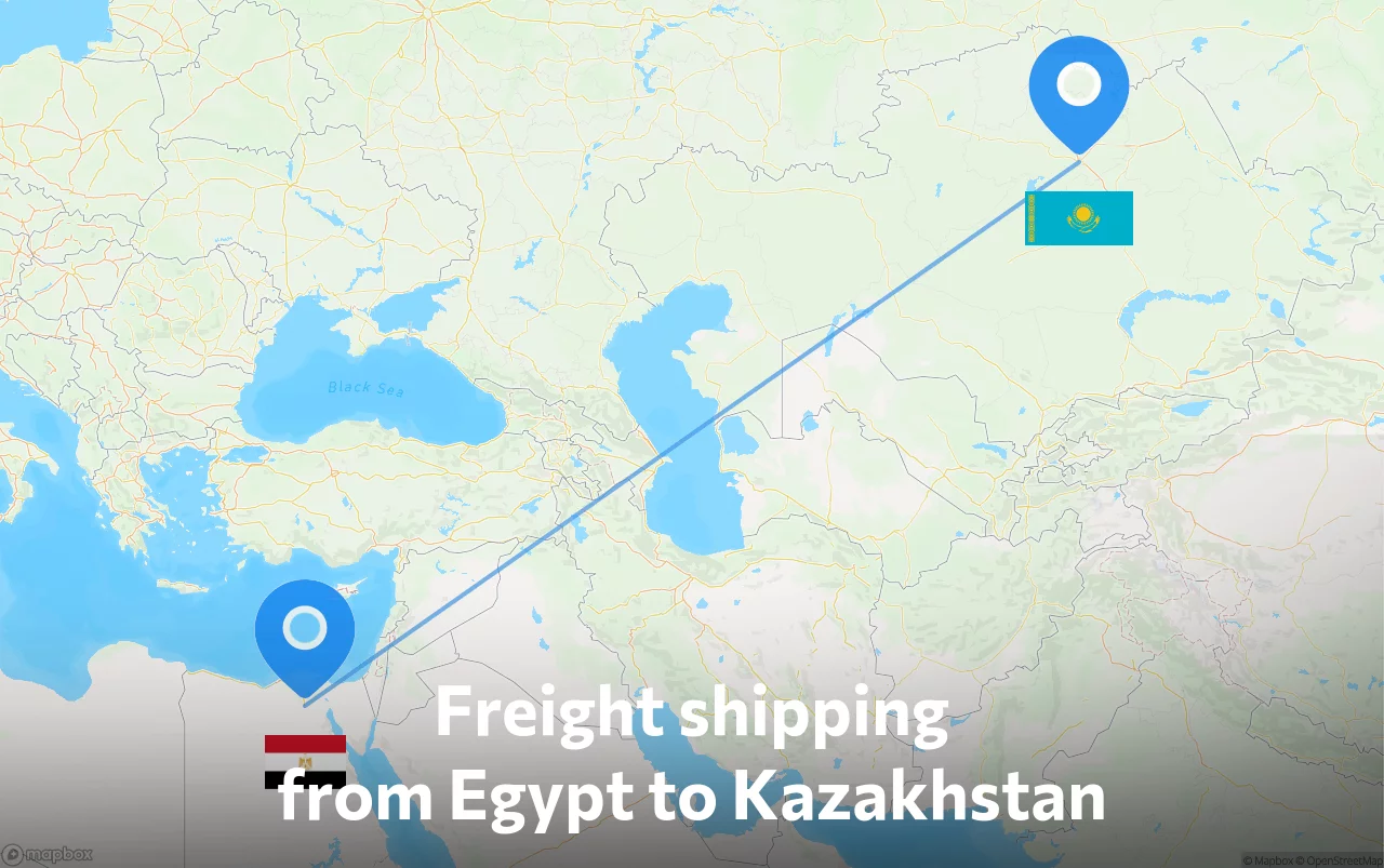 Shipping route from Egypt to Kazakhstan