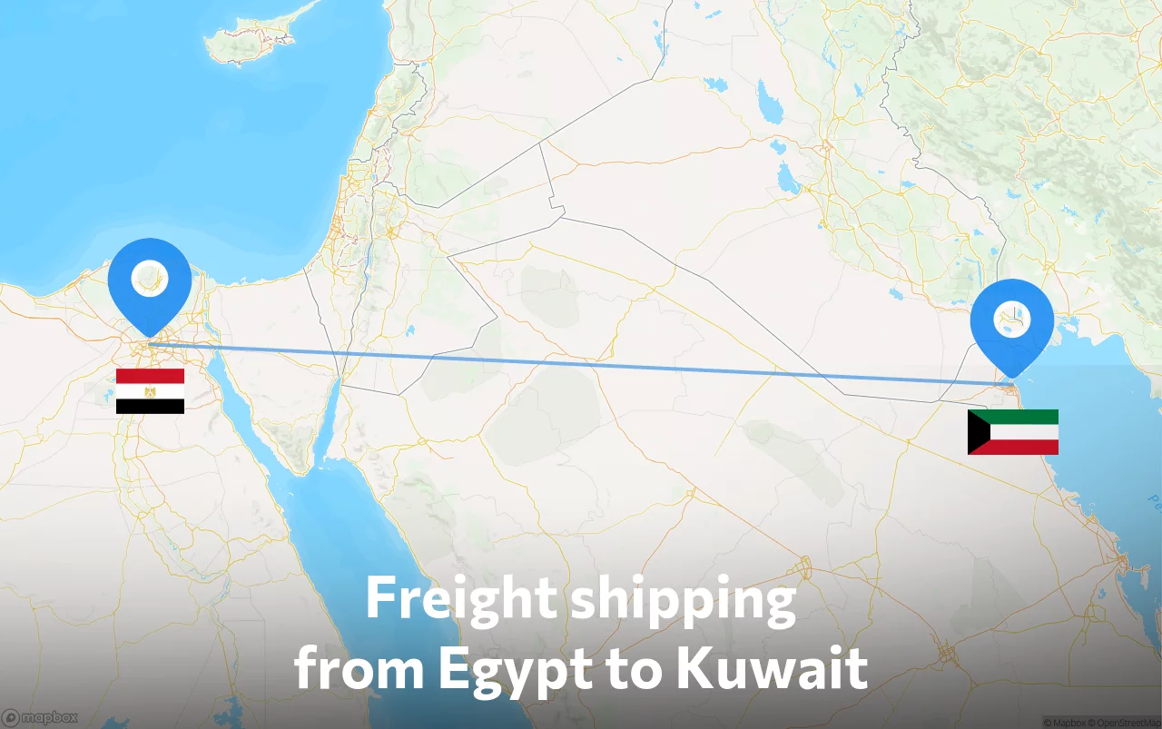 Shipping route from Egypt to Kuwait