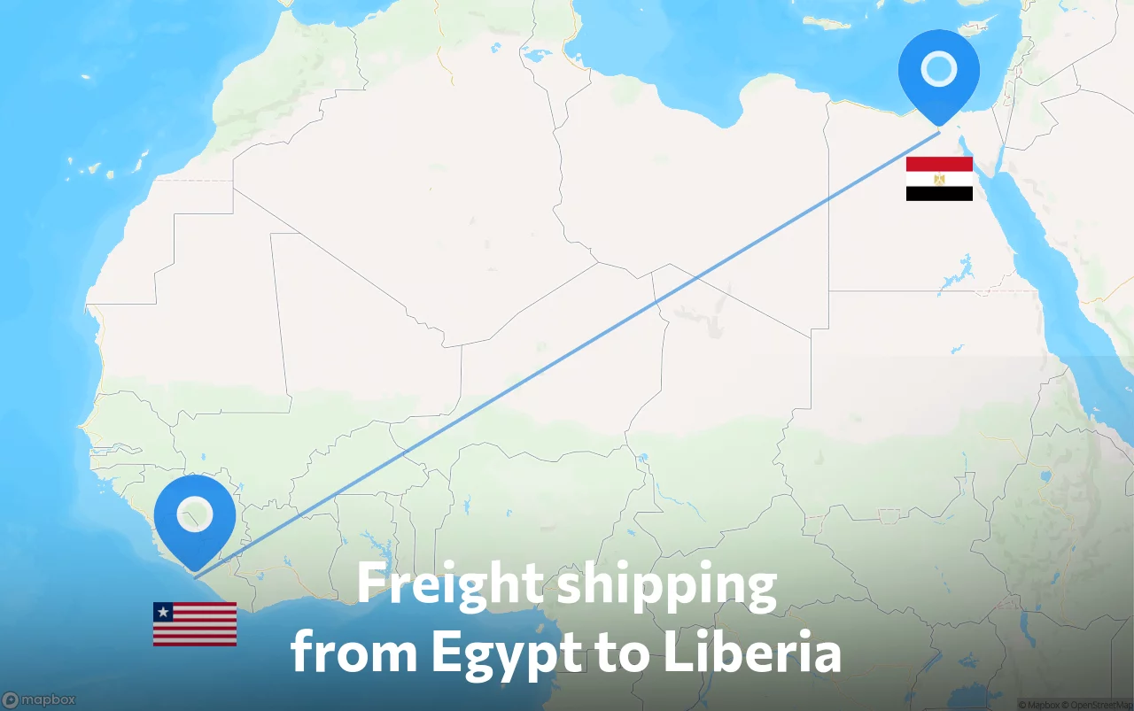 Shipping route from Egypt to Liberia