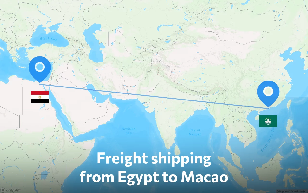 Shipping route from Egypt to Macao