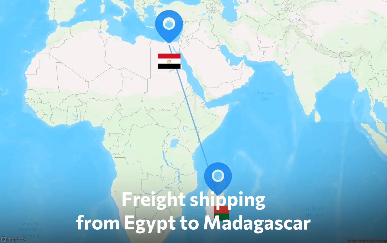 Shipping route from Egypt to Madagascar