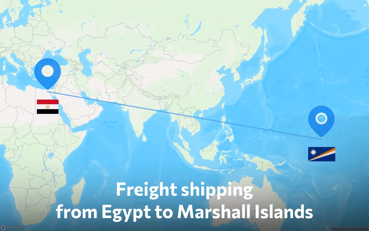 Shipping route from Egypt to Marshall Islands