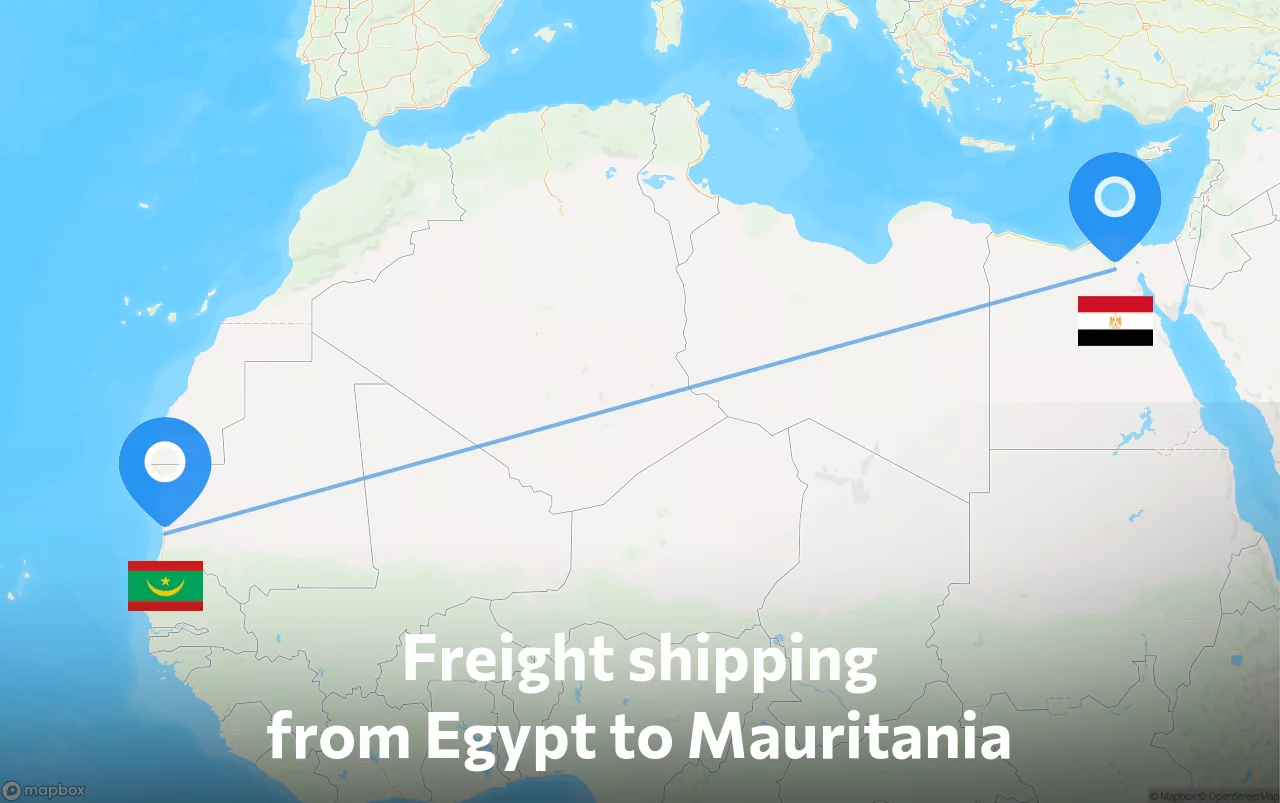 Shipping route from Egypt to Mauritania