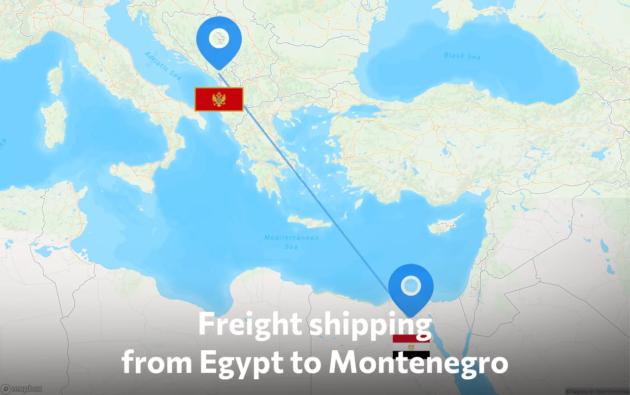 Shipping route from Egypt to Montenegro