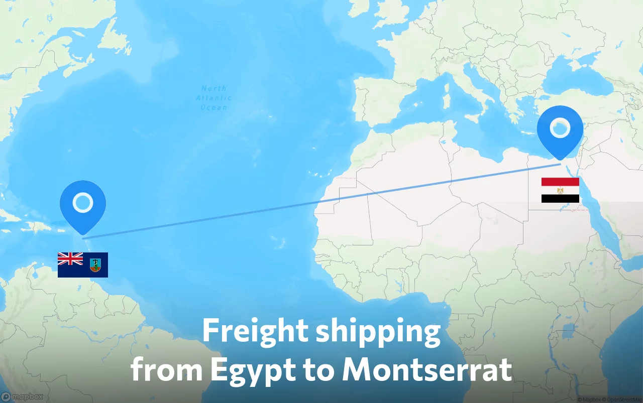 Shipping route from Egypt to Montserrat