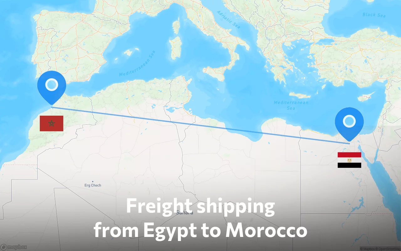 Shipping route from Egypt to Morocco