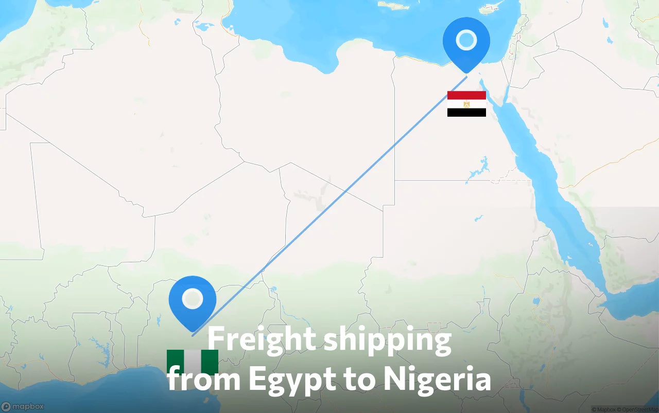 Shipping route from Egypt to Nigeria