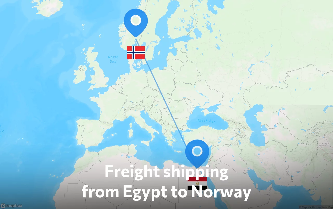 Shipping route from Egypt to Norway