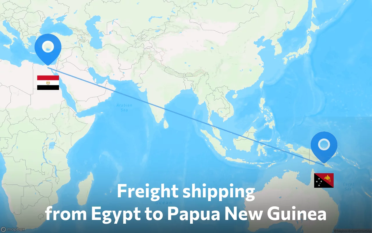 Shipping route from Egypt to Papua New Guinea