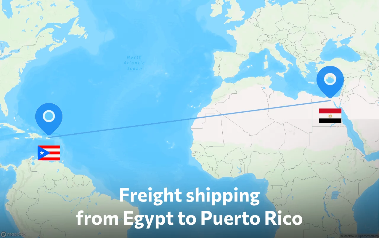 Shipping route from Egypt to Puerto Rico