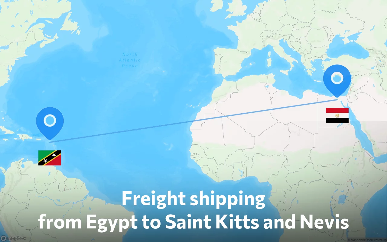 Shipping route from Egypt to Saint Kitts and Nevis