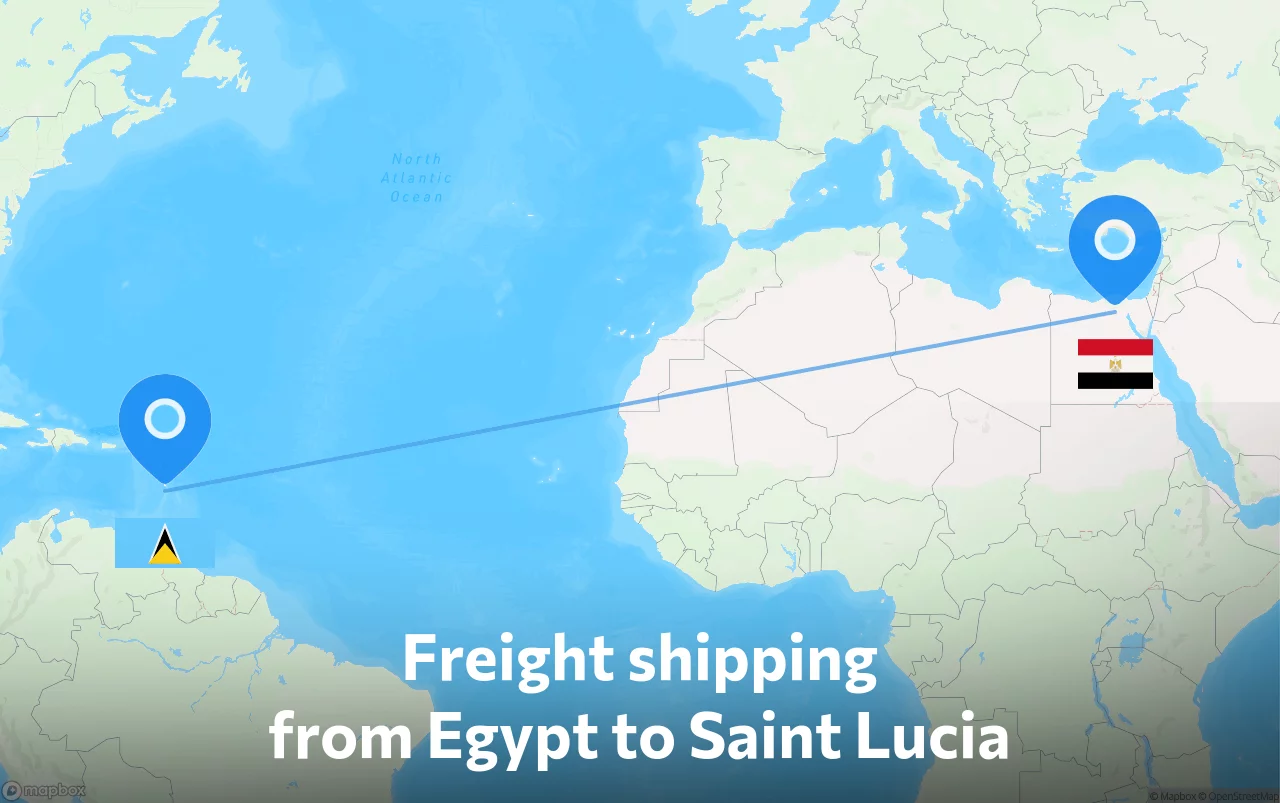 Shipping route from Egypt to Saint Lucia