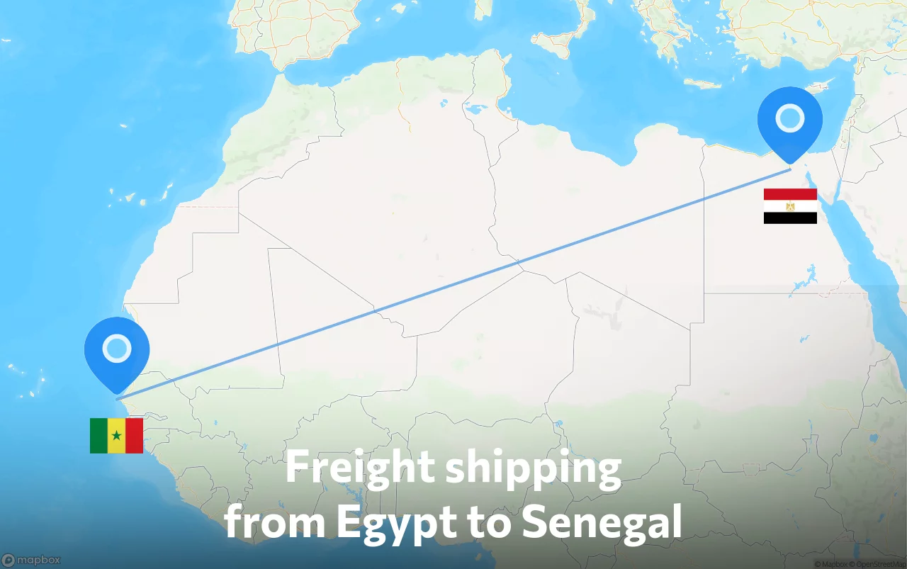 Shipping route from Egypt to Senegal