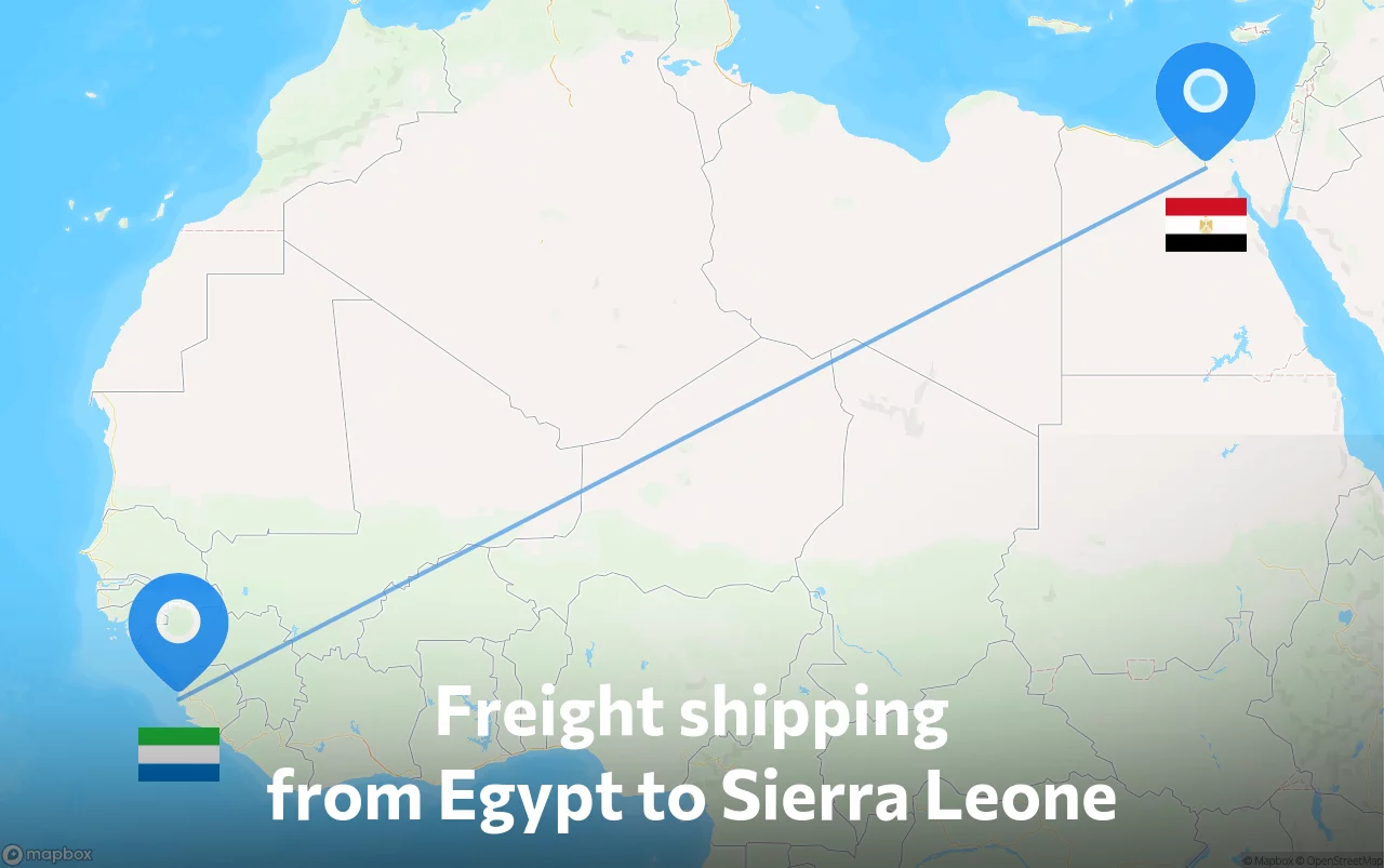 Shipping route from Egypt to Sierra Leone