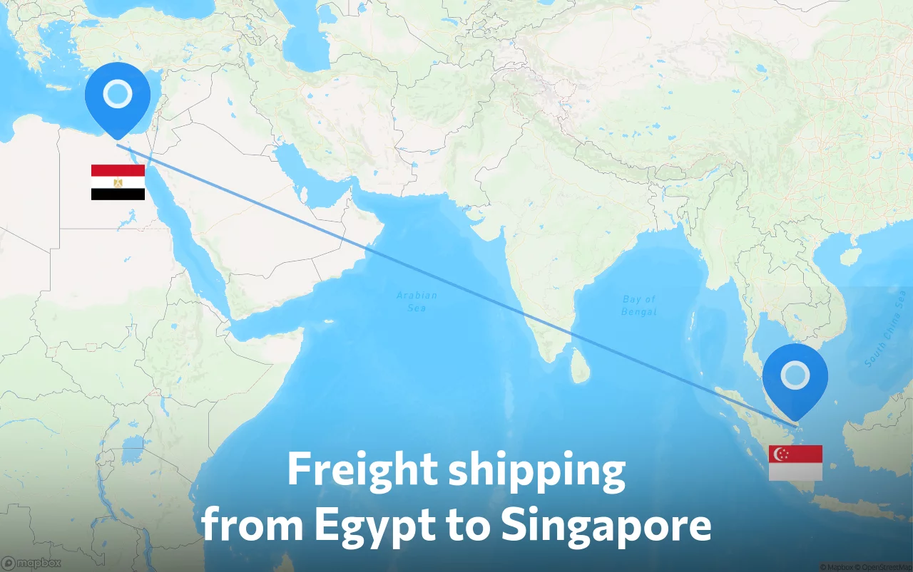 Shipping route from Egypt to Singapore