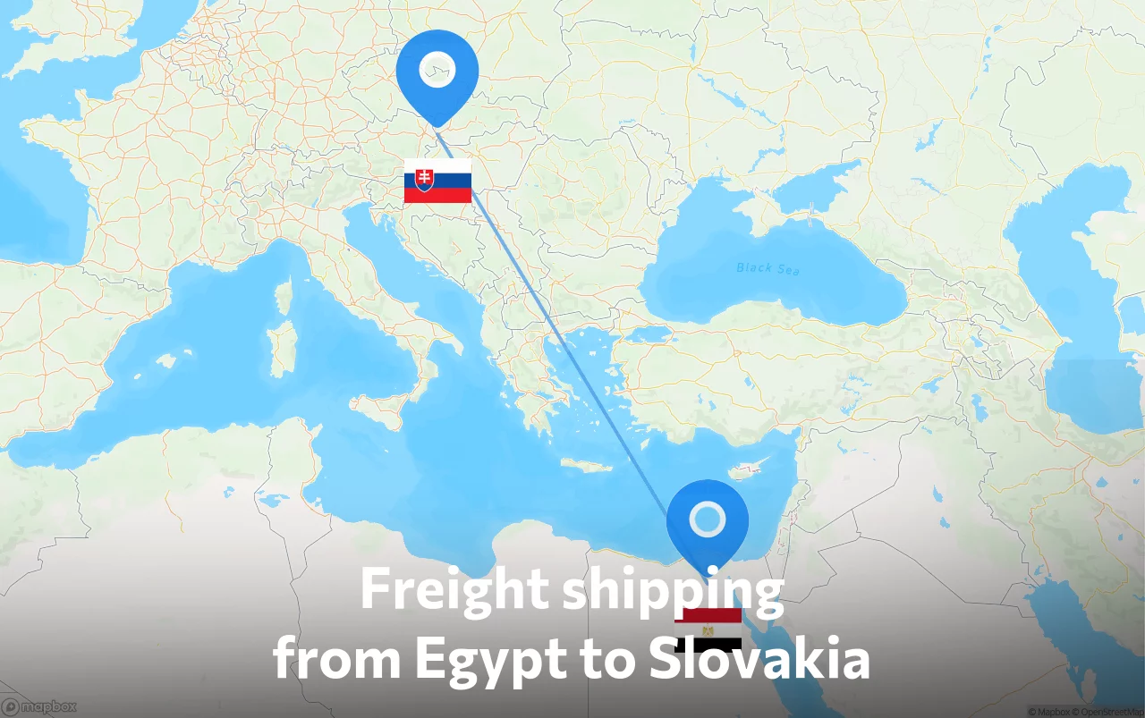Shipping route from Egypt to Slovakia